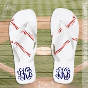 Monogrammed Baseball Flip Flops
